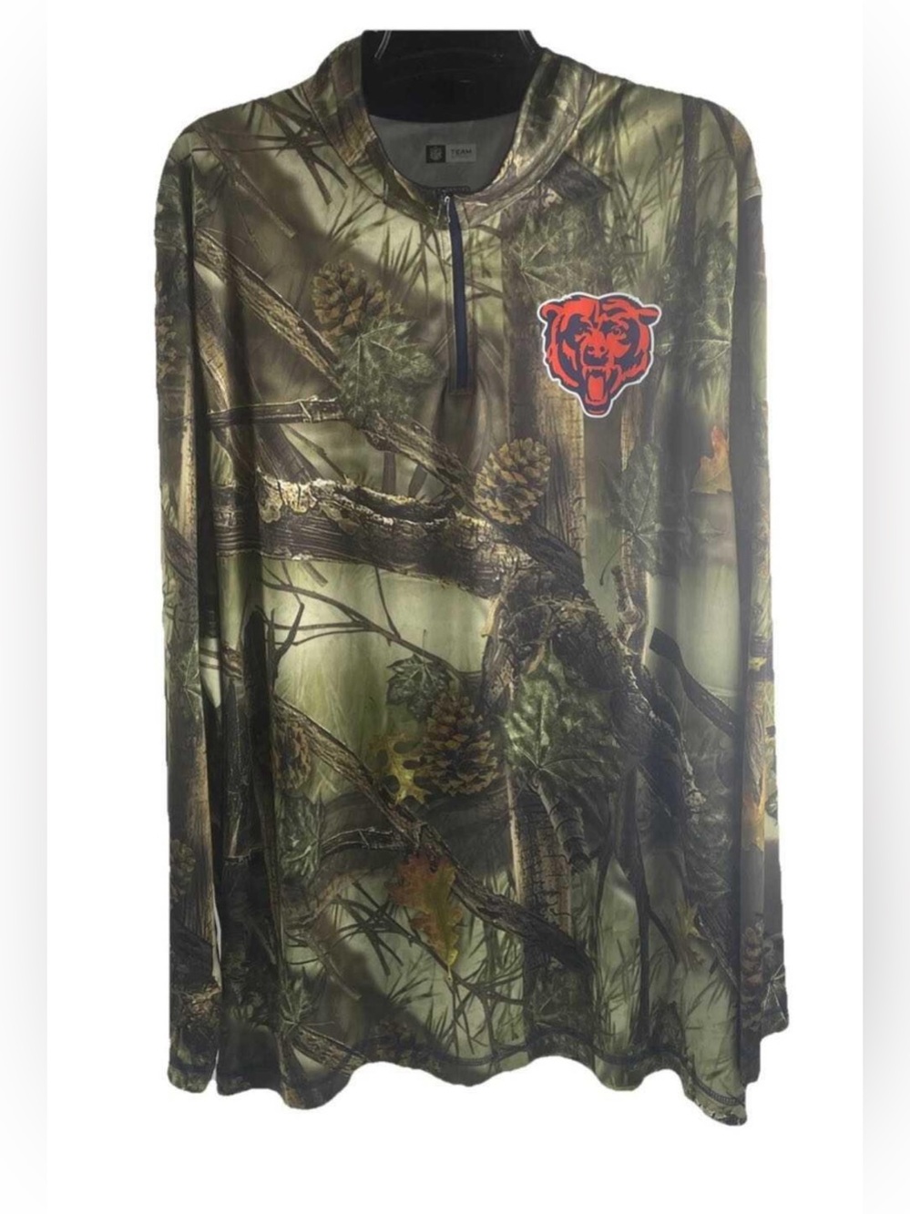 Chicago Bears NFL Team Apparel Mens Quarter Zip Camouflage Pullover 2XL TX3 Cool